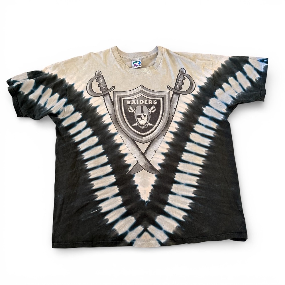 Vintage 90s Liquid Blue Raiders Tie Dye Shirt XXL - Distressed / Pinholes